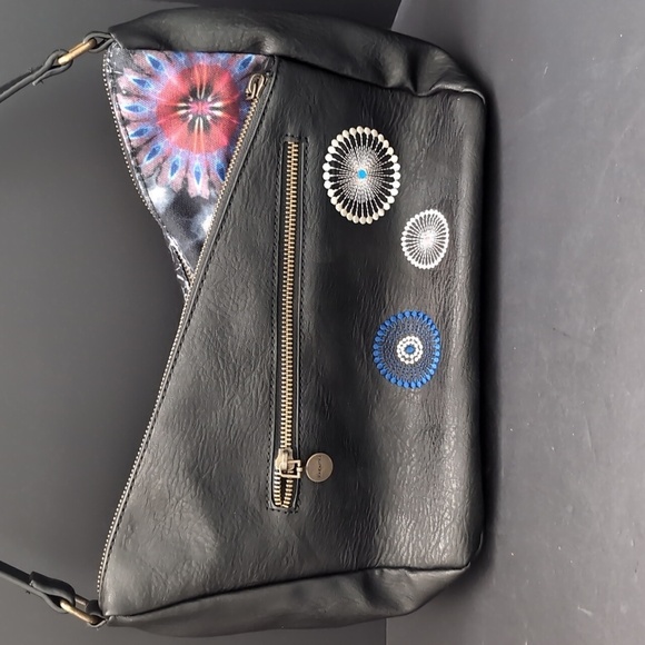Desigual Women's Asymetrical Stylish Black /Multicolor Crossbody Bag. - Picture 5 of 15